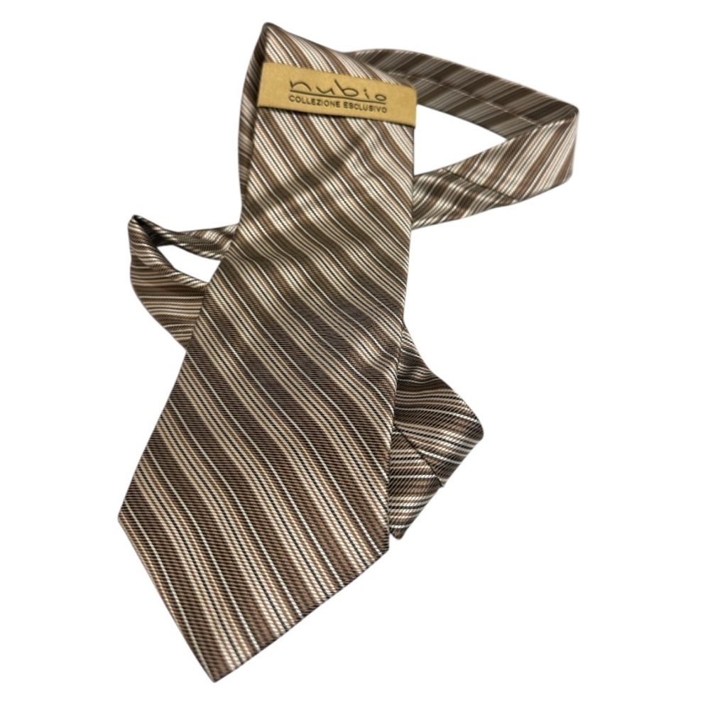 Silk Brown Striped Tie with Gold Accent